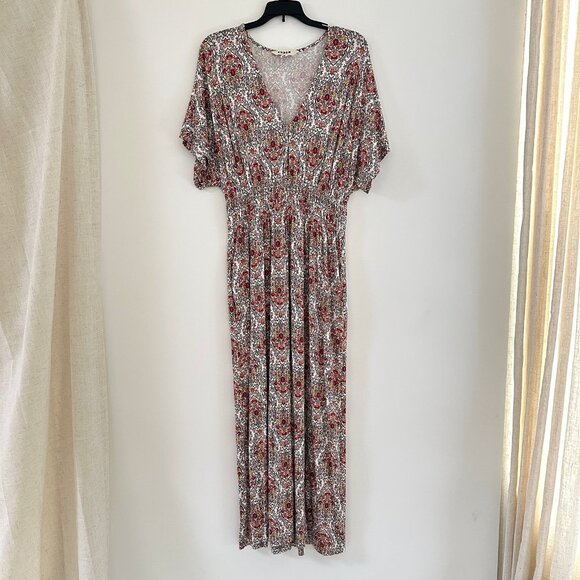 Boden Womens Smocked Waist Jersey Maxi Dress Size US 6P Vacation Floral Boho - Picture 2 of 12